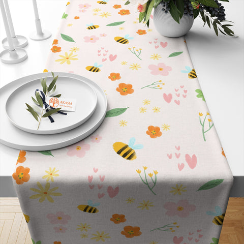 Bee Table Runner|Bee Honey Runner|Farmhouse Bee Print Tabletop|Decorative Stylish Tabletop|Lemon Table Runner|Housewarming Table Decor