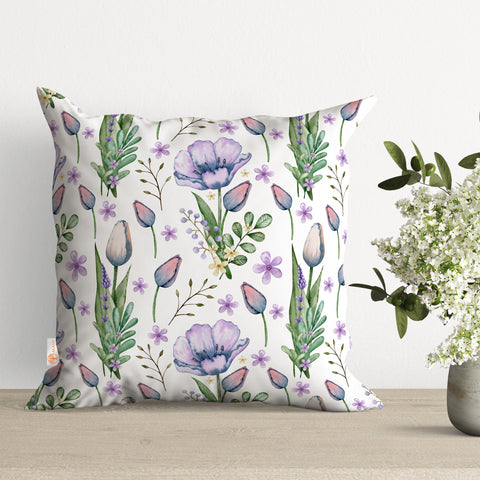 Floral Pillow Cover|Purple Flower Cushion Case|Decorative Pillowtop|Boho Bedding Decor|Cozy Pillowcase|Outdoor Cushion Case|Throw Pillowtop