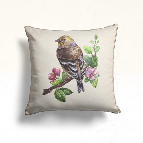 Floral Bird Throw Pillow Case|Bird Cushion Cover|Decorative Cushion Case|Housewarming Decor|Farmhouse Outdoor Pillow Cover|Porch Cushion