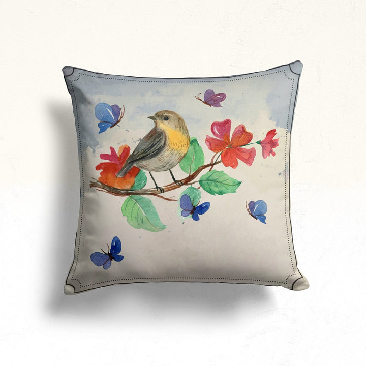 Floral Bird Throw Pillow Case|Bird Cushion Cover|Decorative Cushion Case|Housewarming Decor|Farmhouse Outdoor Pillow Cover|Porch Cushion