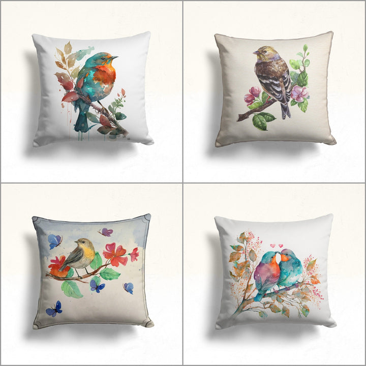 Floral Bird Throw Pillow Case|Bird Cushion Cover|Decorative Cushion Case|Housewarming Decor|Farmhouse Outdoor Pillow Cover|Porch Cushion