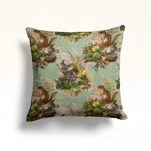 Floral Bird Throw Pillow Case|Owl Cushion Cover|Decorative Cushion Case|Housewarming Decor|Farmhouse Outdoor Pillow Cover|Sofa Cushion Case