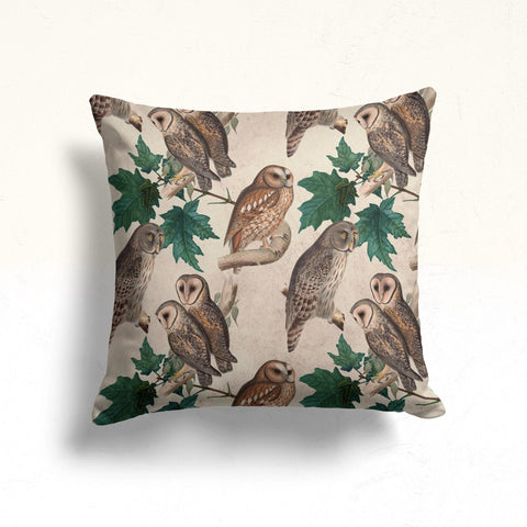 Floral Bird Throw Pillow Case|Owl Cushion Cover|Decorative Cushion Case|Housewarming Decor|Farmhouse Outdoor Pillow Cover|Sofa Cushion Case
