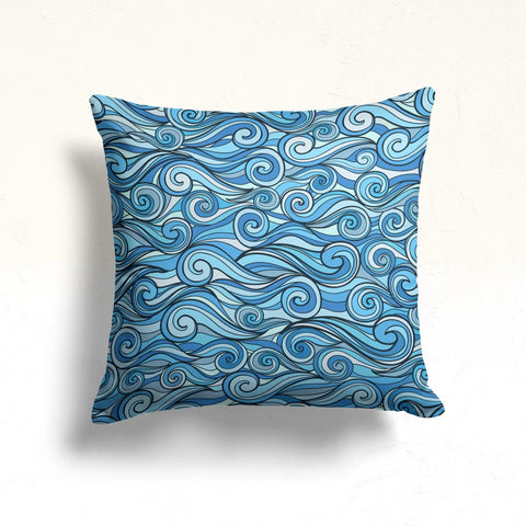Sea Wave Throw Pillow Case|Beach House Cushion Cover|Sea Wave Pillowcase|Nautical Pillowtop|Summer Cushion Case|Coastal Cozy Pillow Cover