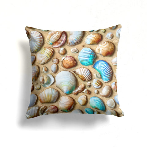 Seashell Throw Pillow Case|Beach House Cushion Cover|Seashell Pillowcase|Nautical Pillowtop|Summer Cushion Case|Coastal Cozy Pillow Cover