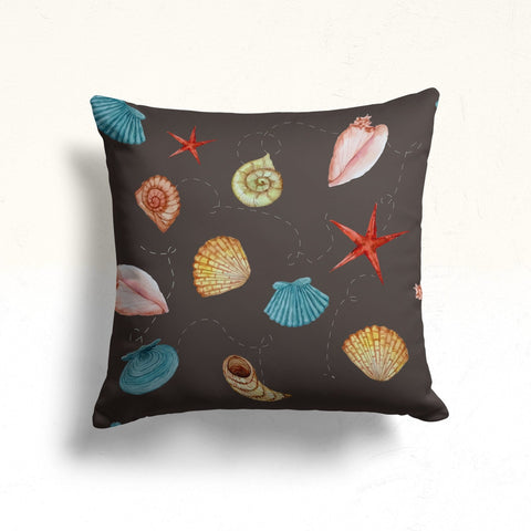 Beach House Throw Pillow Case|Seashell Nautical Cushion|Jellyfish Pillowcase|Starfish Pillowtop|Summer Cushion|Coastal Cozy Pillow Cover