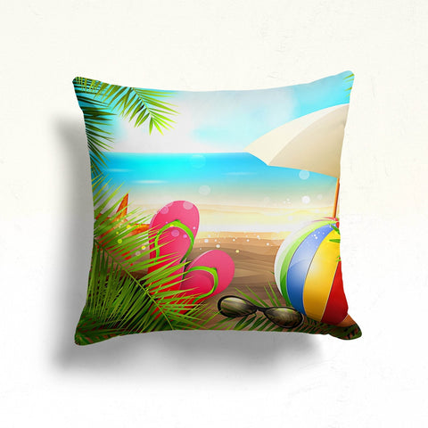 Beach Throw Pillow Case|Floral Coastal Cushion|Seashore Pillowcase|Tropical Pillowtop|Summer Cushion|Seaside Coastal Cozy Pillow Cover