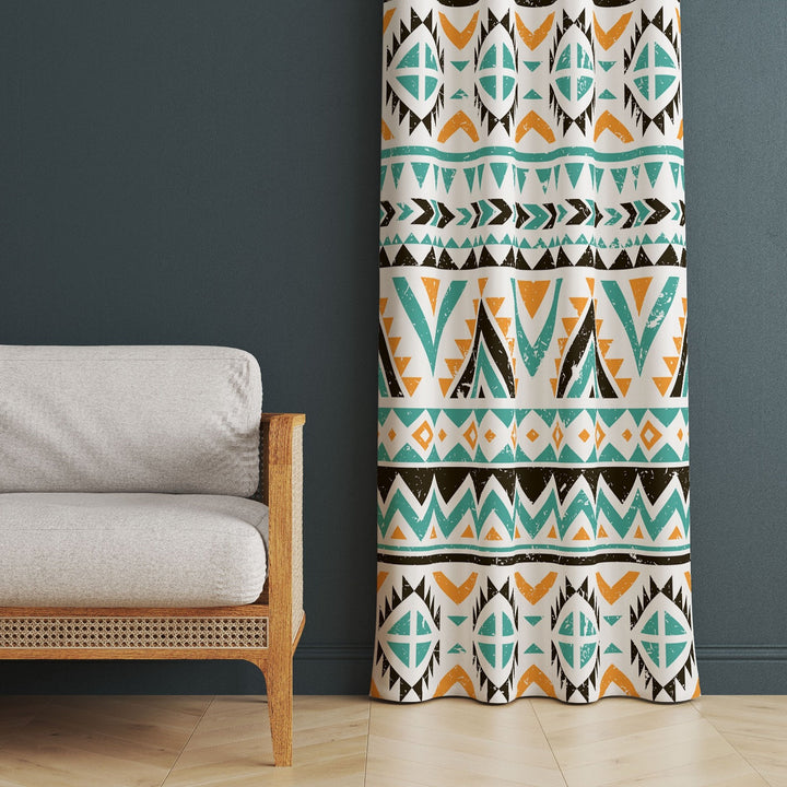 Ethnic Aztec Print Curtain|Rug Design Living Room Curtain|Rustic Authentic Window Decor|Thermal Insulated Southwestern Panel Window Curtain
