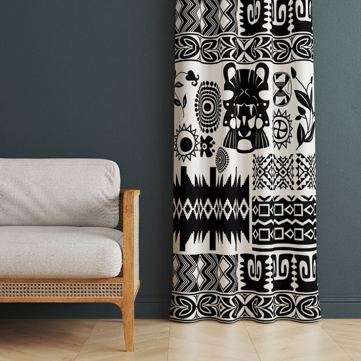 Southwestern Aztec Print Curtain|Rug Design Living Room Curtain|Rustic Authentic Window Decor|Thermal Insulated Ethnic Panel Window Curtain