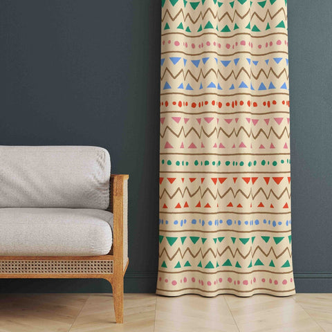 Ethnic Style Curtain|Thermal Insulated Terracotta Panel Window Curtain|Rug Design Living Room Curtain|Geometric Authentic Window Decor