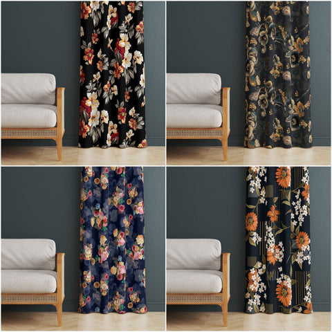 Flower Print Curtain|Thermal Insulated Floral Window Treatment|Flower Painting Home Decor|Floral Window Decor|Decorative Living Room Curtain