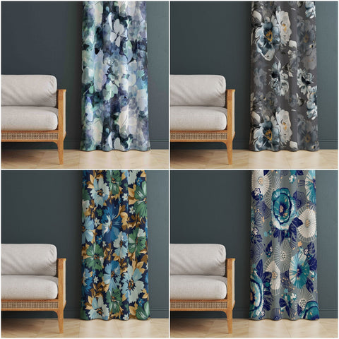 Flower Print Curtain|Thermal Insulated Floral Window Treatment|Flower Painting Home Decor|Floral Window Decor|Cozy Living Room Curtain