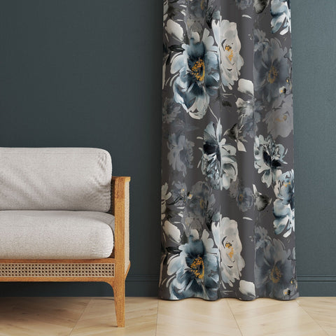 Flower Print Curtain|Thermal Insulated Floral Window Treatment|Flower Painting Home Decor|Floral Window Decor|Cozy Living Room Curtain
