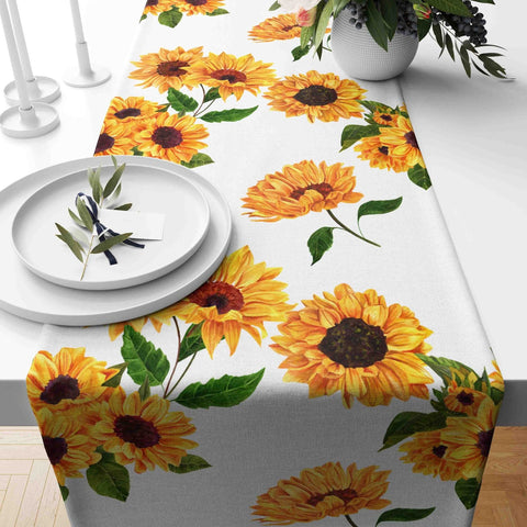 Sunflower Tablecloth|Sunflower Table Runner|Summer Tablecloth|Sunflower Home Decor|Housewarming Runner|Farmhouse Floral Print Tabletop