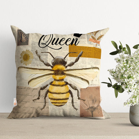 Bee Print Pillow Cover|Bee Cushion Case|Queen, Believe Pillow|Decorative Pillowtop|Boho Bedding Decor|Outdoor Cushion Case|Sofa Throw Pillow