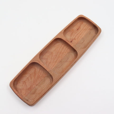 Wooden Snack Plate|Divided Serving Tray|Wood Nut Platter|Kitchen Table Decor|Custom Beech Plate with Section|Housewarming Gift Tray For Her