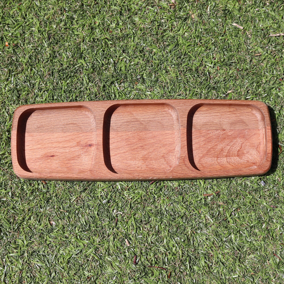 Wooden Snack Plate|Divided Serving Tray|Wood Nut Platter|Kitchen Table Decor|Custom Beech Plate with Section|Housewarming Gift Tray For Her