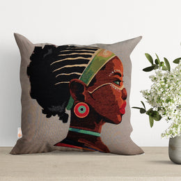 Tapestry Pillow Cover|Decorative African Girl Print Tapestry Pillowcase|Gobelin Throw Pillow Cover|Handmade Woven Ethnic Design Home  Decor
