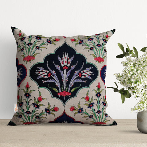Geometric Pattern Pillow Covers|Decorative Floral Design Gobelin Cushion Case|Farmhouse Style Throw Pillow|Handmade Woven Outdoor Pillowcase