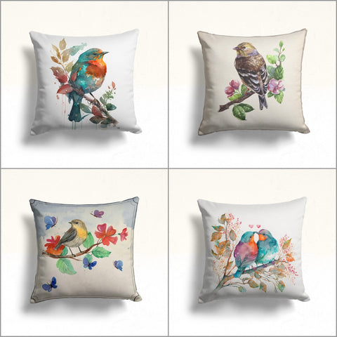 Floral Bird Throw Pillow Case|Bird Cushion Cover|Decorative Cushion Case|Housewarming Decor|Farmhouse Outdoor Pillow Cover|Porch Cushion