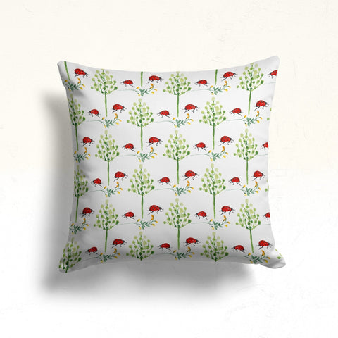 Ladybug Throw Pillow Case|Ladybug Cushion Cover|Decorative Cushion Case|Housewarming Decor|Farmhouse Outdoor Pillow Cover|Porch Cushion Case