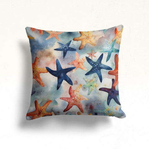 Beach House Throw Pillow Case|Starfish Print Nautical Cushion|Whale Pillowcase|Marine Pillowtop|Summer Cushion|Coastal Cozy Pillow Cover