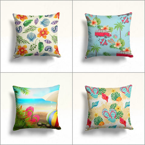 Beach Throw Pillow Case|Floral Coastal Cushion|Seashore Pillowcase|Tropical Pillowtop|Summer Cushion|Seaside Coastal Cozy Pillow Cover