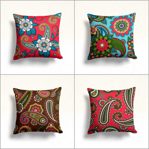 Ethnic Floral Throw Pillow Case|Stylish Cushion Cover|Decorative Cushion Case|Housewarming Decor|Farmhouse Outdoor Pillow|Porch Cushion Case
