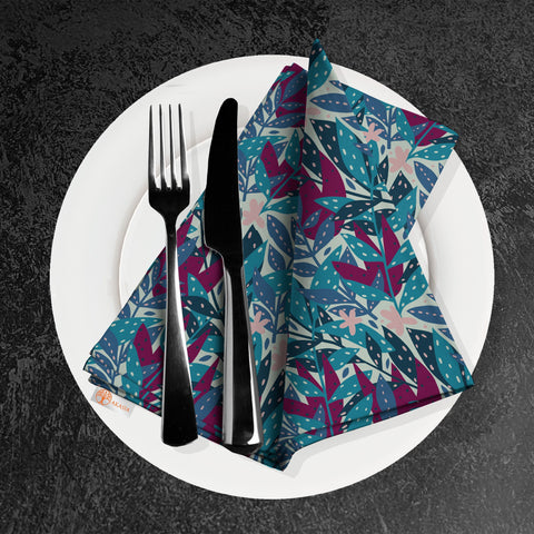 Leaf Print Fabric Napkin|Floral Handkerchief|Leaves Cloth Serviette|Farmhouse Table|Reusable Tableware|Housewarming Napkin|Tropical Napkin