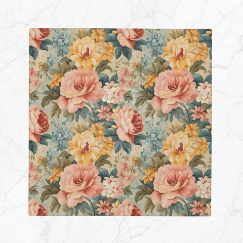 Floral Fabric Napkin|Rose Handkerchief|Summer Cloth Serviette|Farmhouse Table|Reusable Tableware|Housewarming Napkin|Floral Serviette