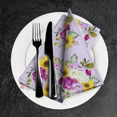 Floral Fabric Napkin|Sunflower Cloth Serviette|Summer Handkerchief|Farmhouse Table|Reusable Tableware|Housewarming Napkin|Floral Napkin