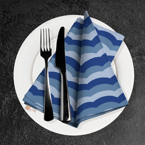 Nautical Fabric Napkin|Fish Print Handkerchief|Navy Marine Cloth Serviette|Beach House Table Decor|Reusable Tableware|Blue Coastal Napkin