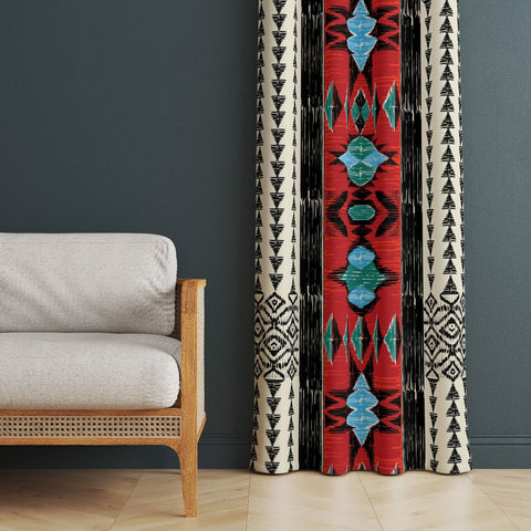 Ethnic Aztec Living Room Curtain|Rug Design Curtain|Rustic Authentic Window Decor|Thermal Insulated Southwestern Panel Window Curtain