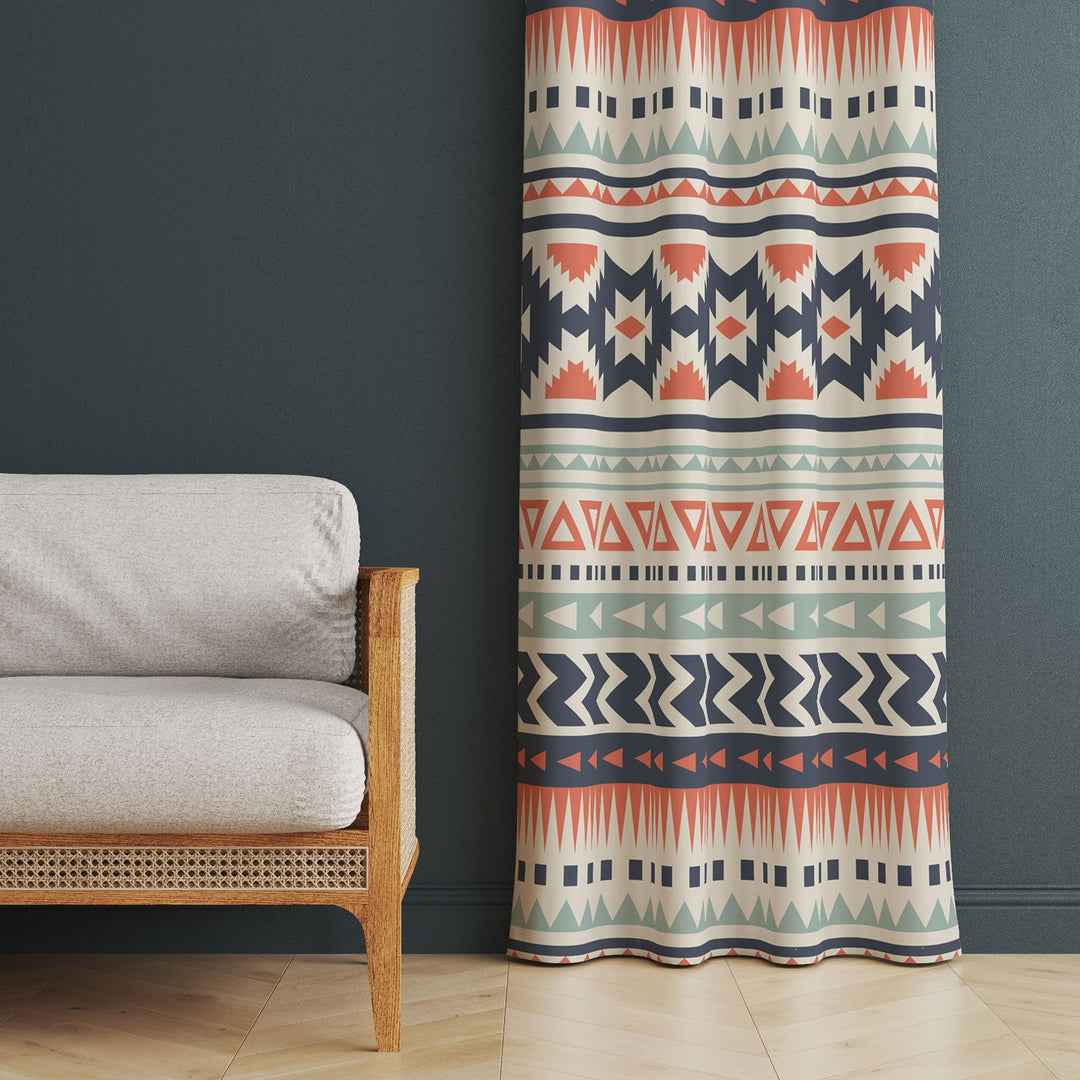 Ethnic Aztec Print Curtain|Rug Design Living Room Curtain|Rustic Authentic Window Decor|Thermal Insulated Southwestern Panel Window Curtain