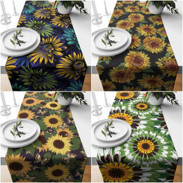 Sunflower Tablecloth|Sunflower Table Runner|Summer Tablecloth|Housewarming Runner|Sunflower Home Decor|Farmhouse Floral Print Tabletop
