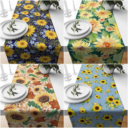Sunflower Runner|Sunflower Tabletop|Floral Tablecloth|Housewarming Runner|Sunflower Print Home Decor|Farmhouse Style Summer Trend Tabletop