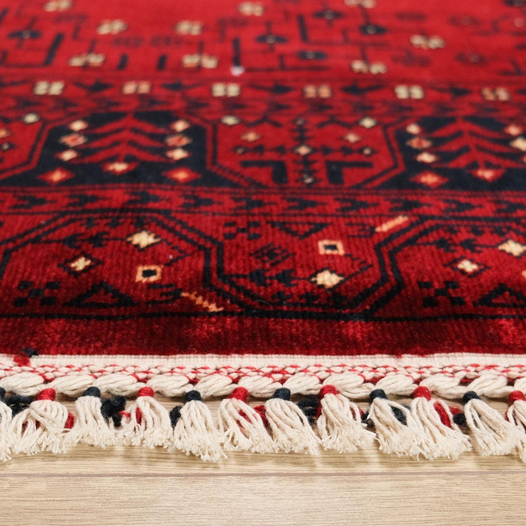 Ethnic Afghan Carpet|Authentic Farmhouse Multi-Purpose Carpet|Machine-Washable Area Rug|Oriental Style Carpet|Red Color Living Room Carpet