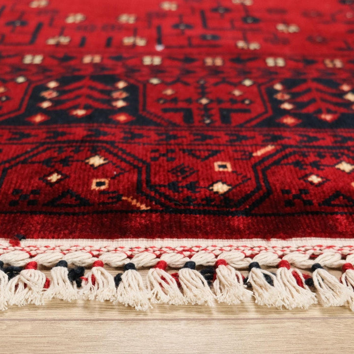 Ethnic Afghan Carpet|Authentic Farmhouse Multi-Purpose Carpet|Machine-Washable Area Rug|Oriental Style Carpet|Red Color Living Room Carpet