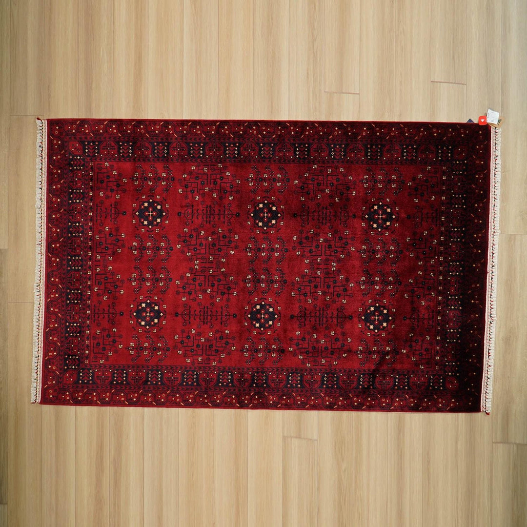 Ethnic Afghan Carpet|Authentic Farmhouse Multi-Purpose Carpet|Machine-Washable Area Rug|Oriental Style Carpet|Red Color Living Room Carpet