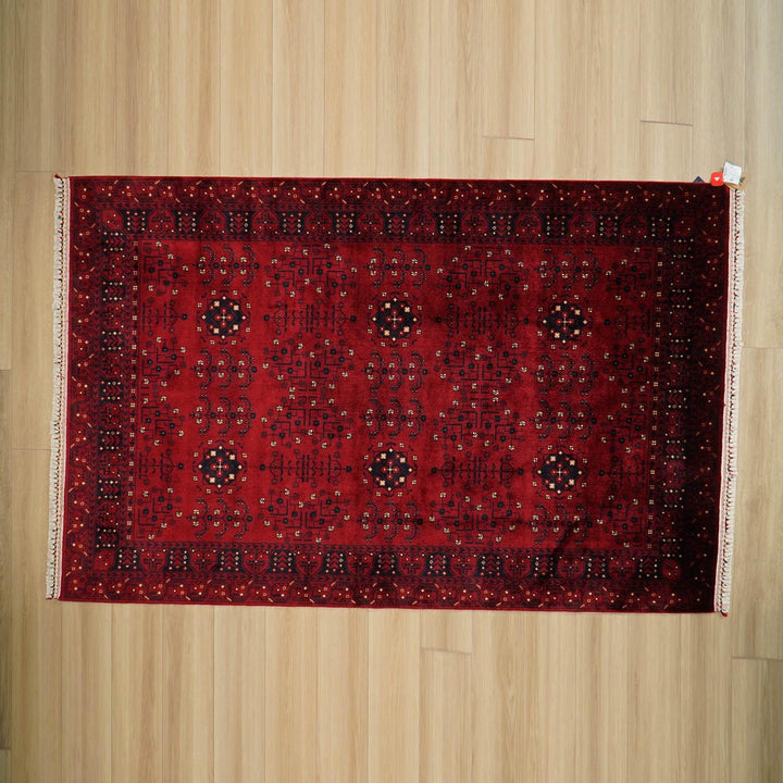 Ethnic Afghan Carpet|Authentic Farmhouse Multi-Purpose Carpet|Machine-Washable Area Rug|Oriental Style Carpet|Red Color Living Room Carpet