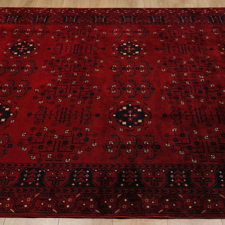 Ethnic Afghan Carpet|Authentic Farmhouse Multi-Purpose Carpet|Machine-Washable Area Rug|Oriental Style Carpet|Red Color Living Room Carpet