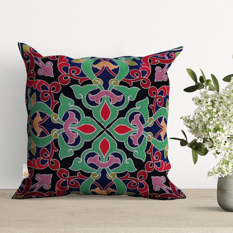 Tile Pattern Pillow Covers|Decorative Rug Design Pillow Case|Southwestern Decor Throw Pillow Cover|Handmade Outdoor Pillow|Colorful Case