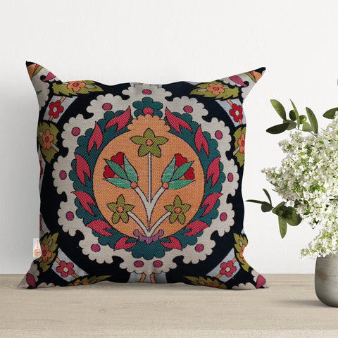 Tile Pattern Pillow Covers|Decorative Rug Design Pillow Case|Housewarming Tapestry Throw Pillow Cover|Handmade Pillow|Outdoor Colorful Case