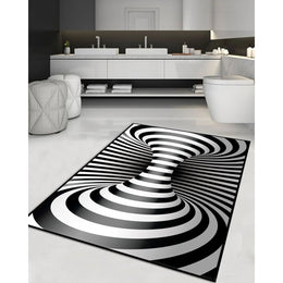 Optic Illusion Rug|Illusion Carpet|Black White 3D Illusion Area Rug|Machine-Washable Rug|Abstract Multi-Purpose Non-Slip Carpet