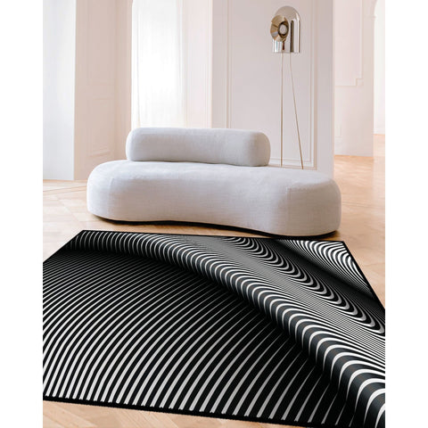 Illusion Rug|Black White 3D Illusion Area Rug|Illusion Carpet|Machine-Washable Rug|Abstract Multi-Purpose Non-Slip Carpet