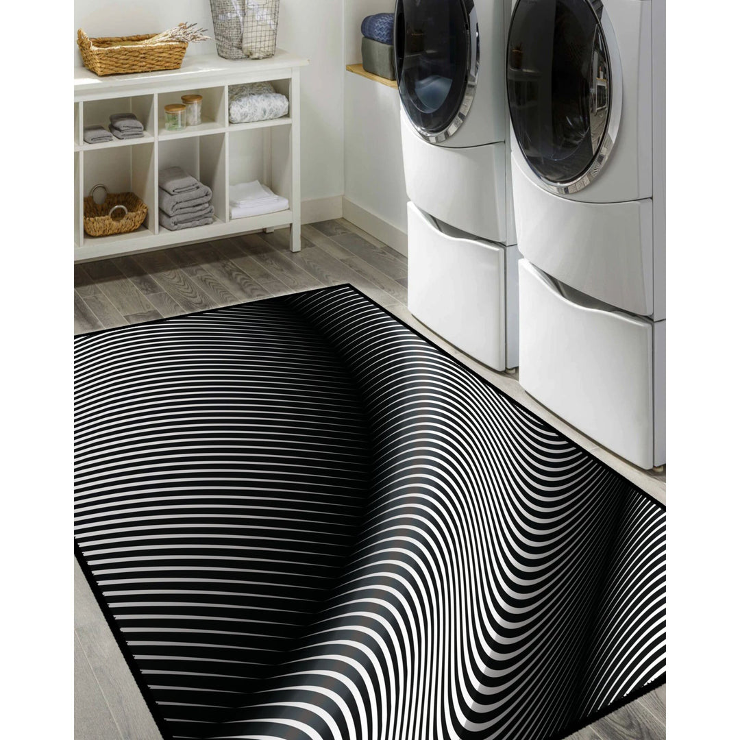 Illusion Rug|Black White 3D Illusion Area Rug|Illusion Carpet|Machine-Washable Rug|Abstract Multi-Purpose Non-Slip Carpet