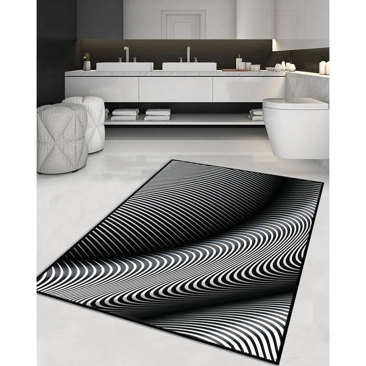 Illusion Rug|Black White 3D Illusion Area Rug|Illusion Carpet|Machine-Washable Rug|Abstract Multi-Purpose Non-Slip Carpet
