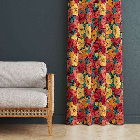 Decorative Floral Panel Curtain|Thermal Insulated Floral Window Treatment|Flower Home Decor|Floral Window Decor|Rustic Living Room Curtain