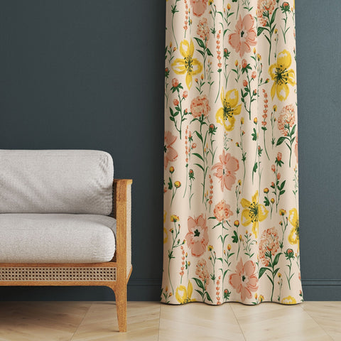 Floral Panel Curtain|Decorative Thermal Insulated Floral Window Treatment|Flower Painting Home Decor|Leaf Window Decor|Living Room Curtain