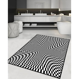 Optic Illusion Rug|Geometric Carpet|Black White 3D Illusion Area Rug|Machine-Washable Rug|Abstract Multi-Purpose Non-Slip Carpet